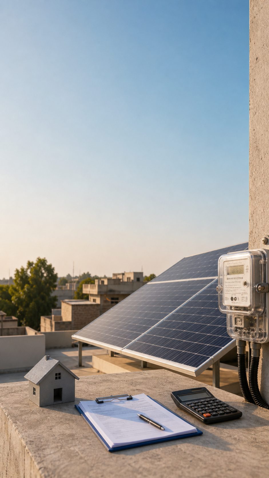 Solar economics planning with panels and energy calculations