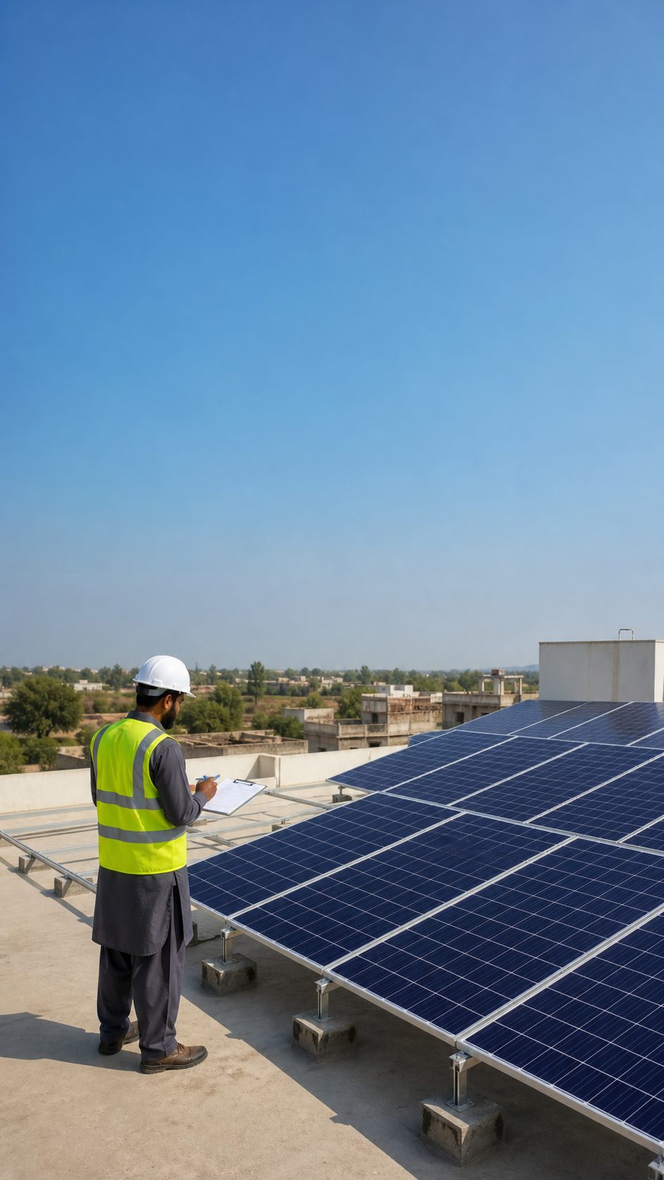 Mobile-safe solar service planning scene